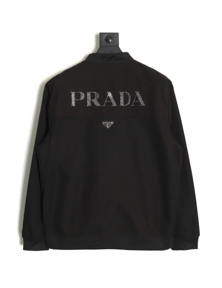 Prada back rhinestone logo zipup jacket,Cheap Replica Reps Prada