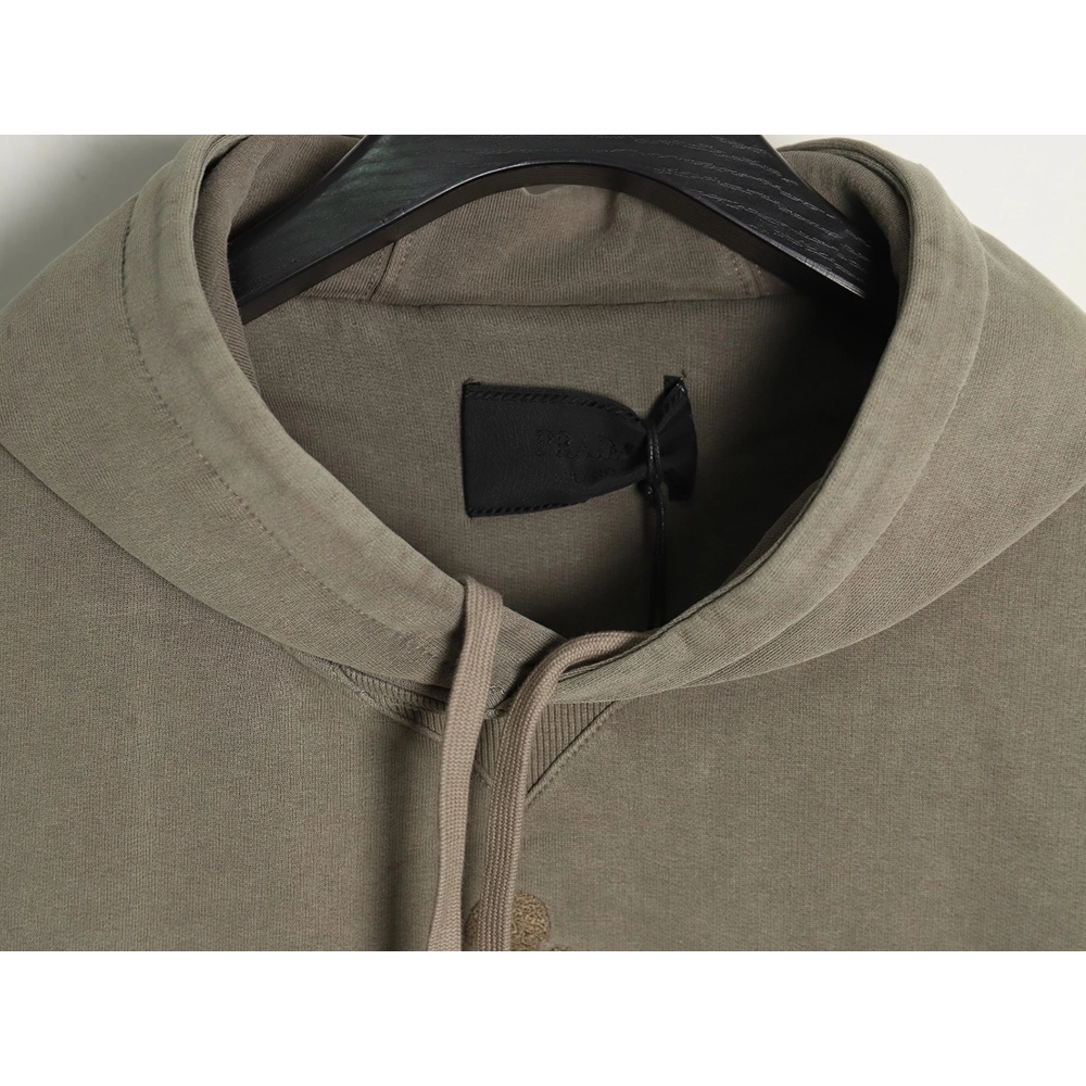 Prada embroidered logo washed hoodie,Cheap Replica Reps Prada