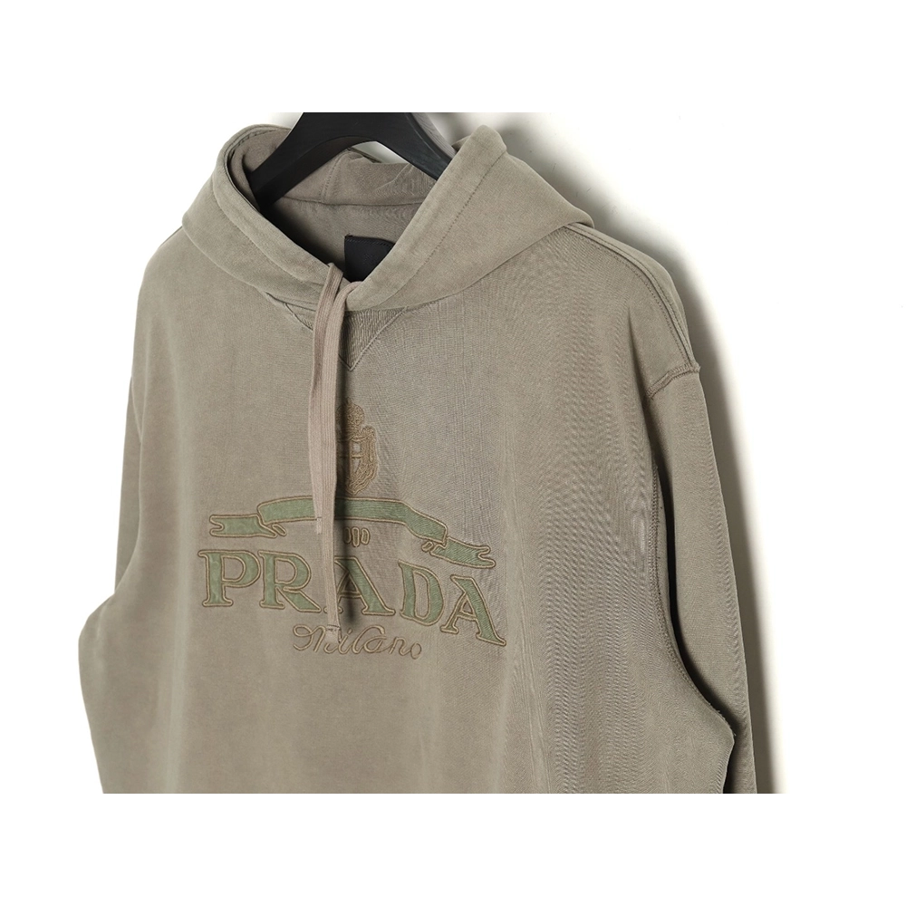 Prada embroidered logo washed hoodie,Cheap Replica Reps Prada