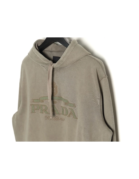 Prada embroidered logo washed hoodie,Cheap Replica Reps Prada