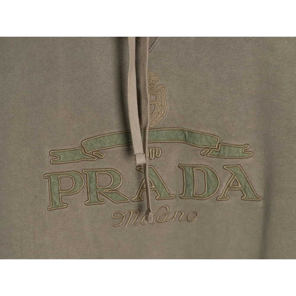 Prada embroidered logo washed hoodie,Cheap Replica Reps Prada