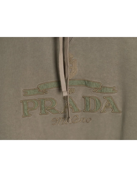 Prada embroidered logo washed hoodie,Cheap Replica Reps Prada