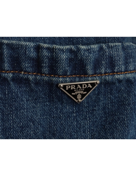 Prada pocket triangle logo denim shirt jacket,Cheap Replica Reps Prada