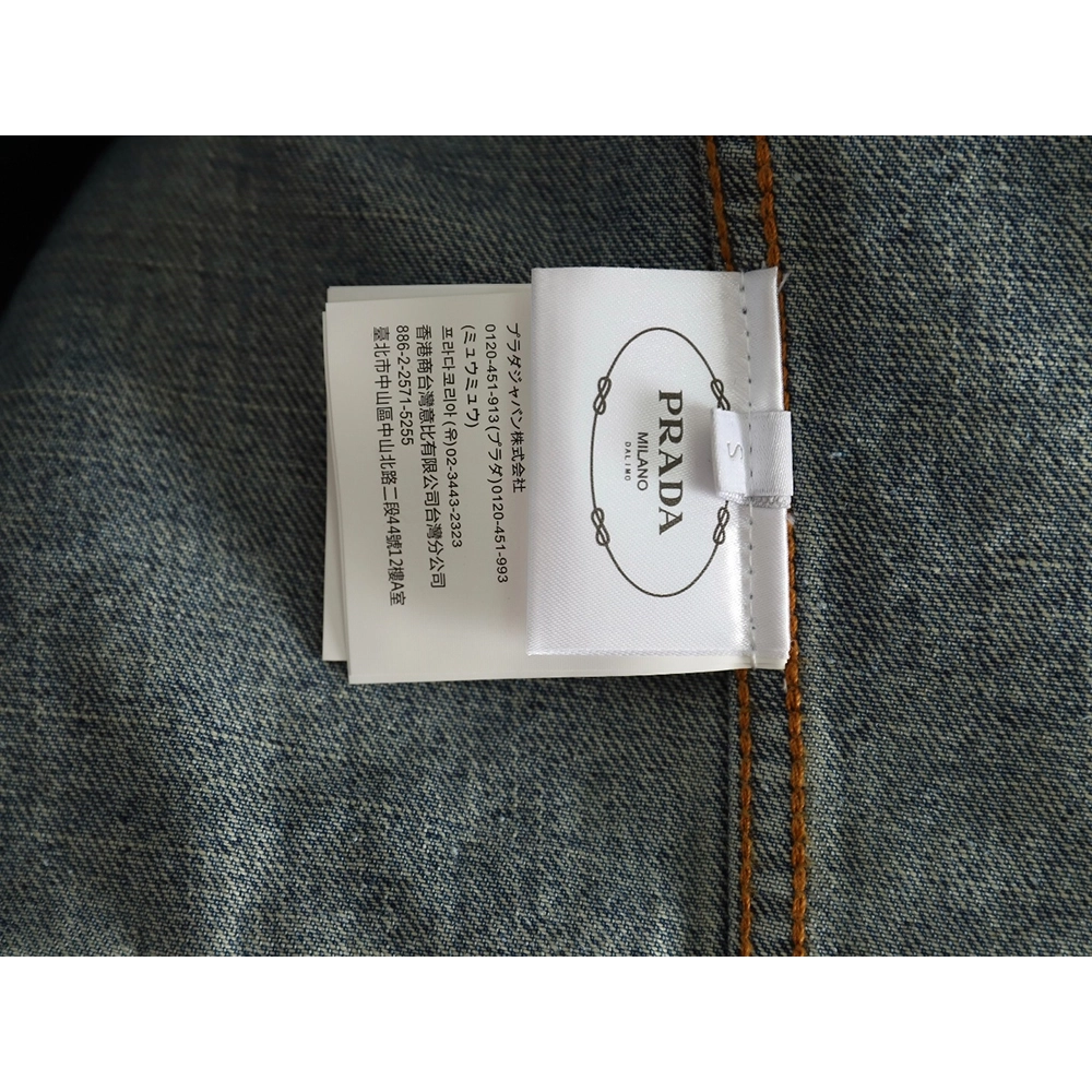 Prada pocket triangle logo denim shirt jacket,Cheap Replica Reps Prada