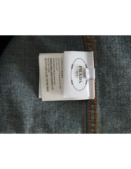 Prada pocket triangle logo denim shirt jacket,Cheap Replica Reps Prada