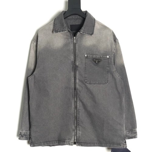 Prada Denim ZipUp Jacket,Cheap Replica Reps Prada