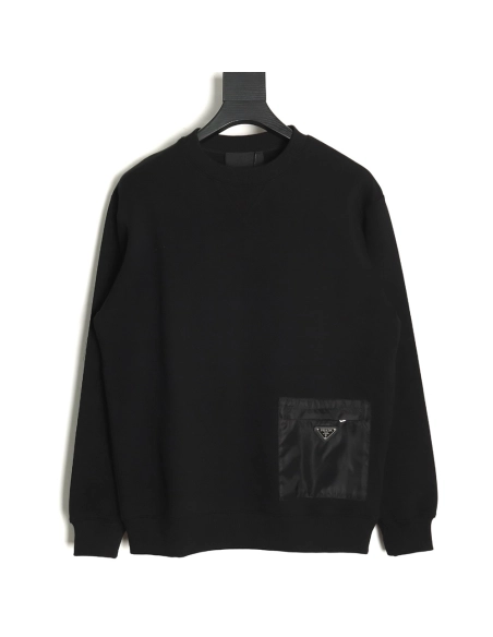 Prada triangle logo pocket crew neck sweatshirt TSK1,Cheap Replica Reps Prada