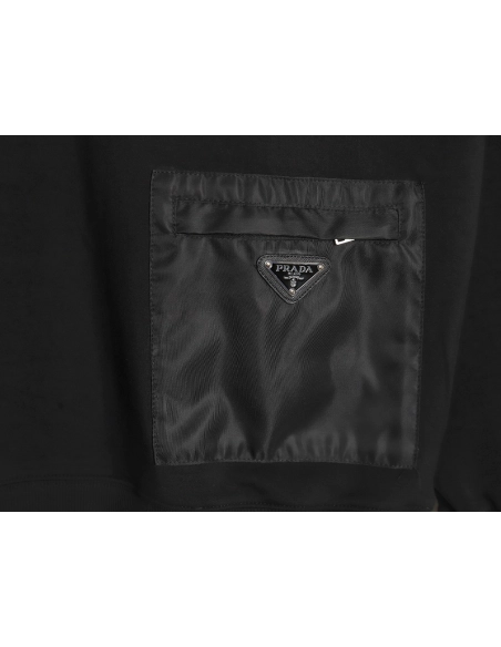 Prada triangle logo pocket crew neck sweatshirt TSK1,Cheap Replica Reps Prada