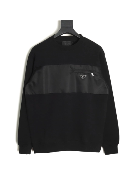 Prada panelled zipup crewneck sweatshirt,Cheap Replica Reps Prada