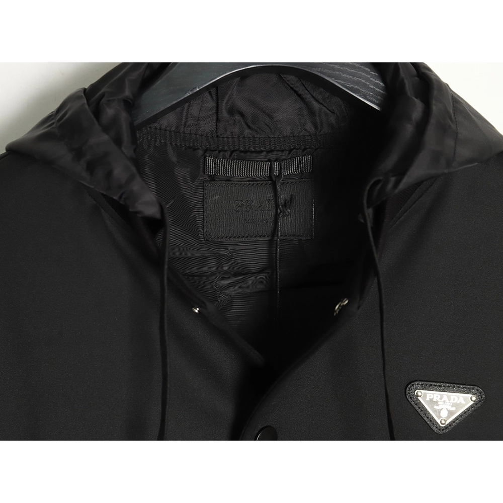 Prada Logo Baseball Hooded Cardigan Jacket,Cheap Replica Reps Prada