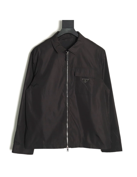 Prada Classic Pocket Triangle Logo ZipUp Jacket,Cheap Replica Reps Prada