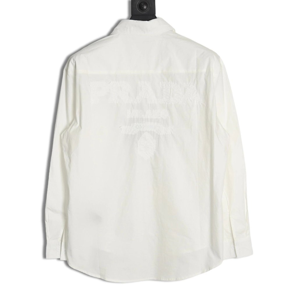 Prada back patch lettering longsleeved shirt,Cheap Replica Reps Prada