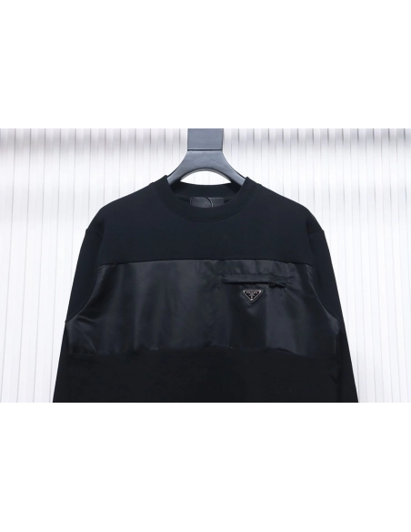 Prada panelled zipup crewneck sweatshirt TSK1,Cheap Replica Reps Prada