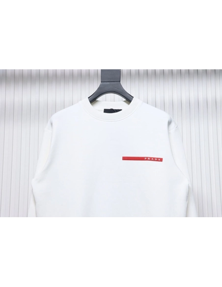 Prada classic red striped crew neck sweatshirt,Cheap Replica Reps Prada