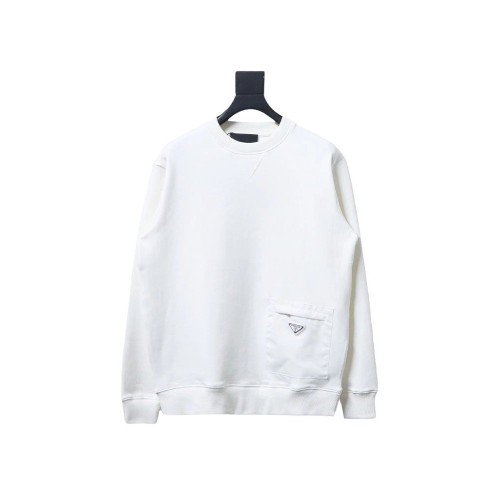 Prada triangle logo pocket crew neck sweatshirt TSK1,Cheap Replica Reps Prada
