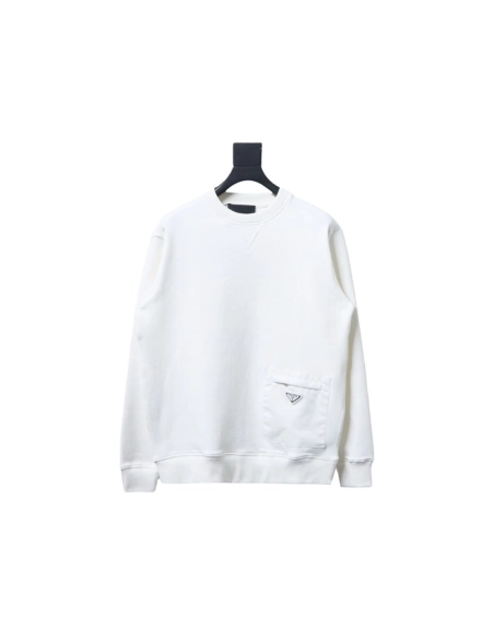Prada triangle logo pocket crew neck sweatshirt TSK1,Cheap Replica Reps Prada