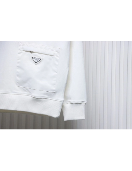 Prada triangle logo pocket crew neck sweatshirt TSK1,Cheap Replica Reps Prada