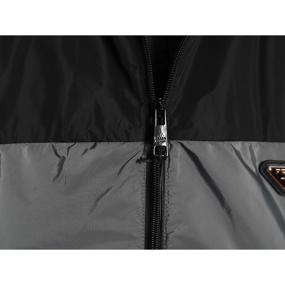 Prada black and grey patchwork hooded jacket,Cheap Replica Reps Prada