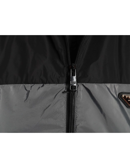 Prada black and grey patchwork hooded jacket,Cheap Replica Reps Prada