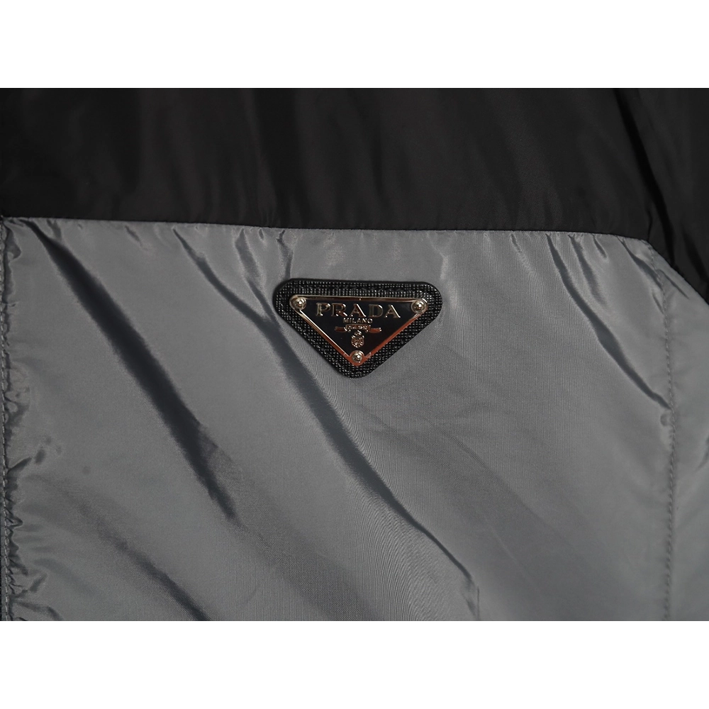 Prada black and grey patchwork hooded jacket,Cheap Replica Reps Prada