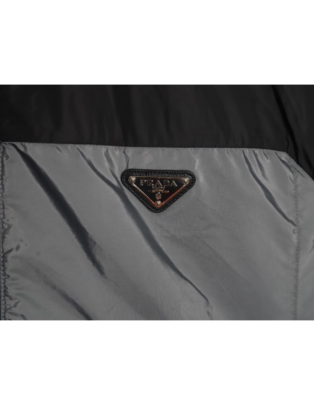 Prada black and grey patchwork hooded jacket,Cheap Replica Reps Prada