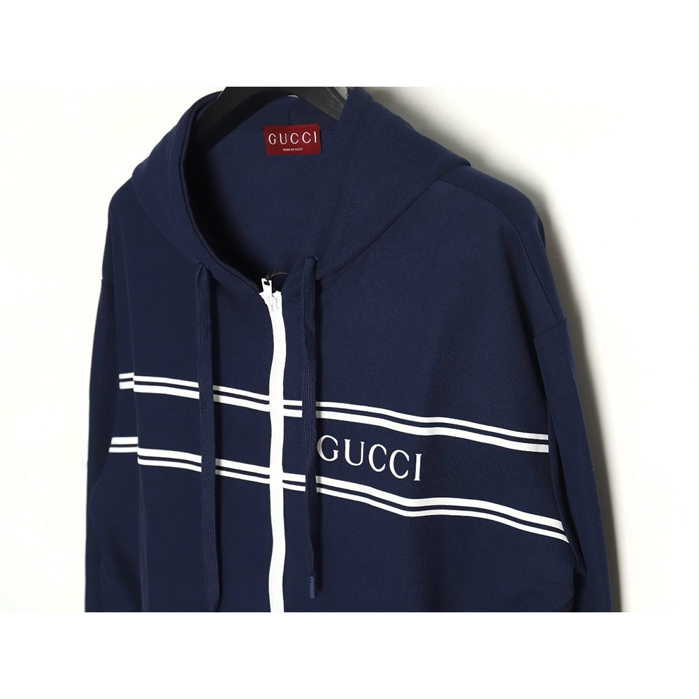 Gucci striped lettering zipper hooded jacket,Cheap Replica Reps Gucci