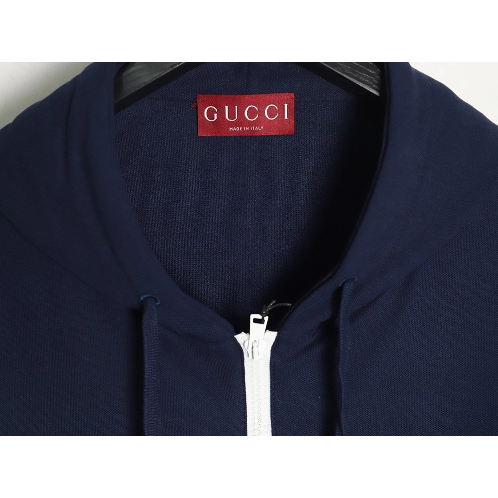 Gucci striped lettering zipper hooded jacket,Cheap Replica Reps Gucci