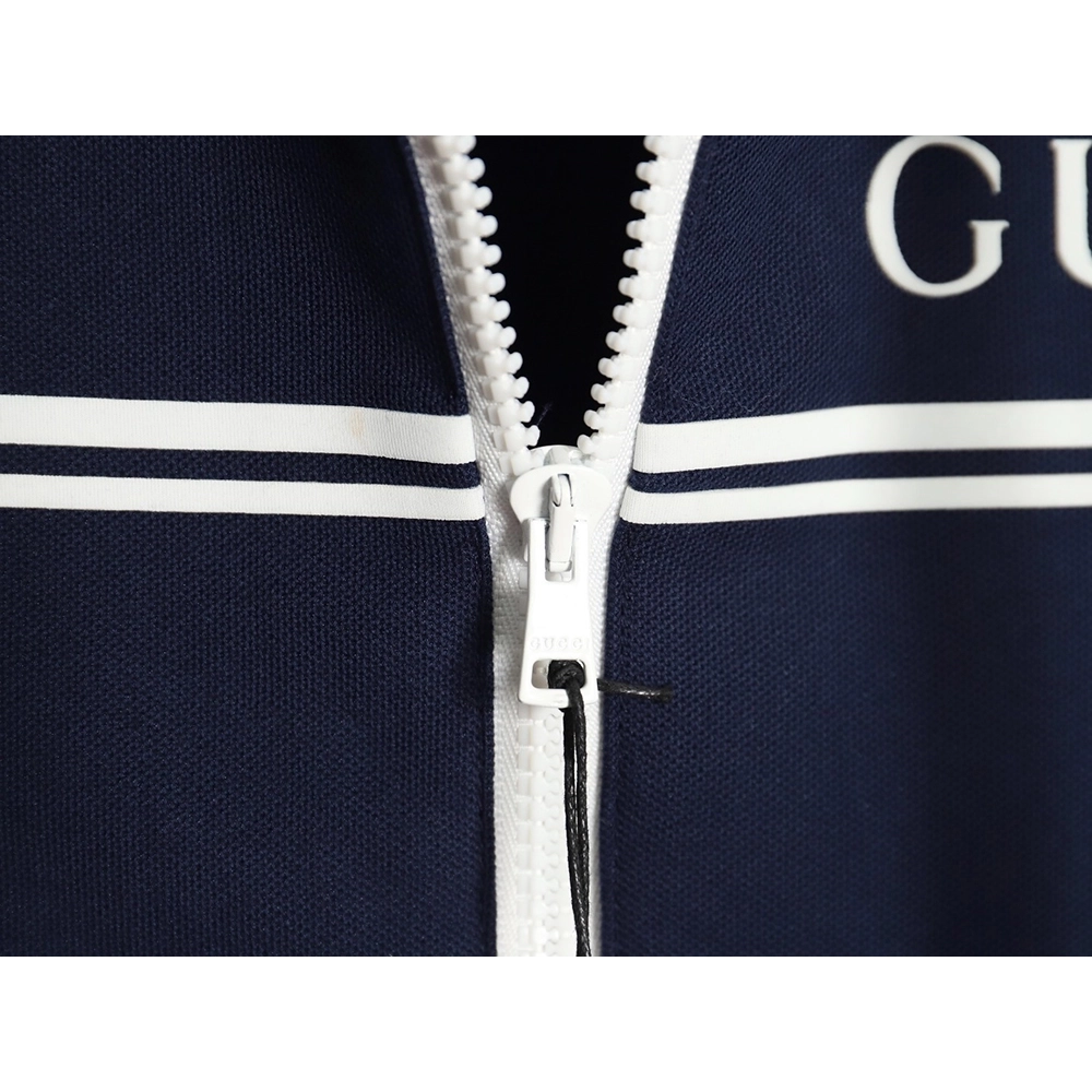 Gucci striped lettering zipper hooded jacket,Cheap Replica Reps Gucci