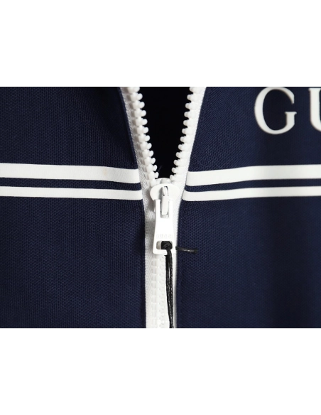 Gucci striped lettering zipper hooded jacket,Cheap Replica Reps Gucci