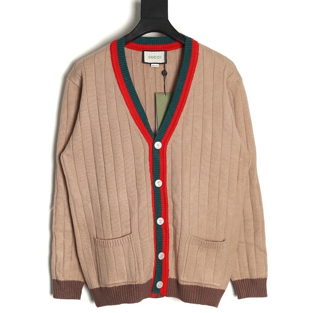 Gucci red and green striped sweater cardigan,Cheap Replica Reps Gucci