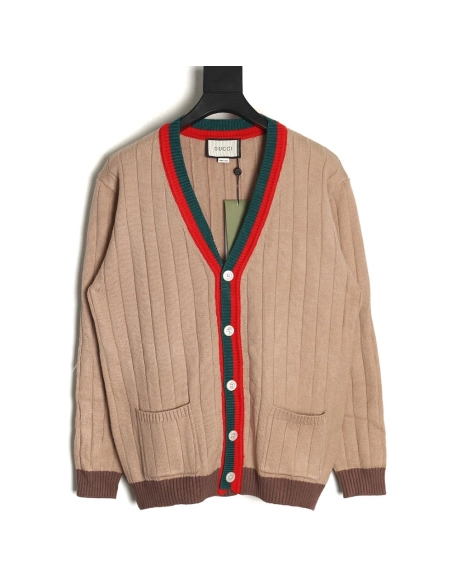 Gucci red and green striped sweater cardigan,Cheap Replica Reps Gucci