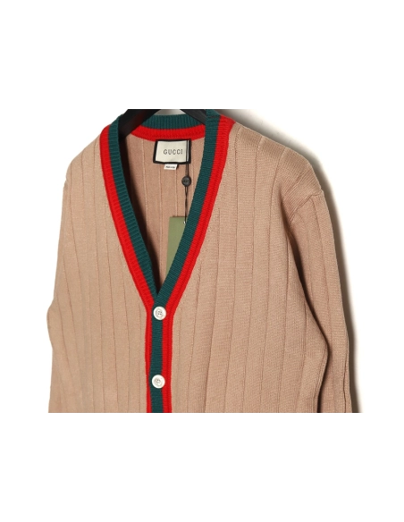 Gucci red and green striped sweater cardigan,Cheap Replica Reps Gucci