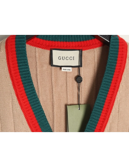 Gucci red and green striped sweater cardigan,Cheap Replica Reps Gucci