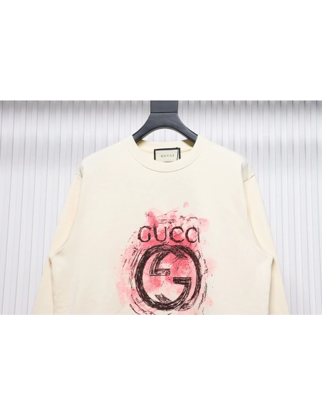 Gucci Ink Splash Double G Crew Neck Sweatshirt TSK1,Cheap Replica Reps Gucci