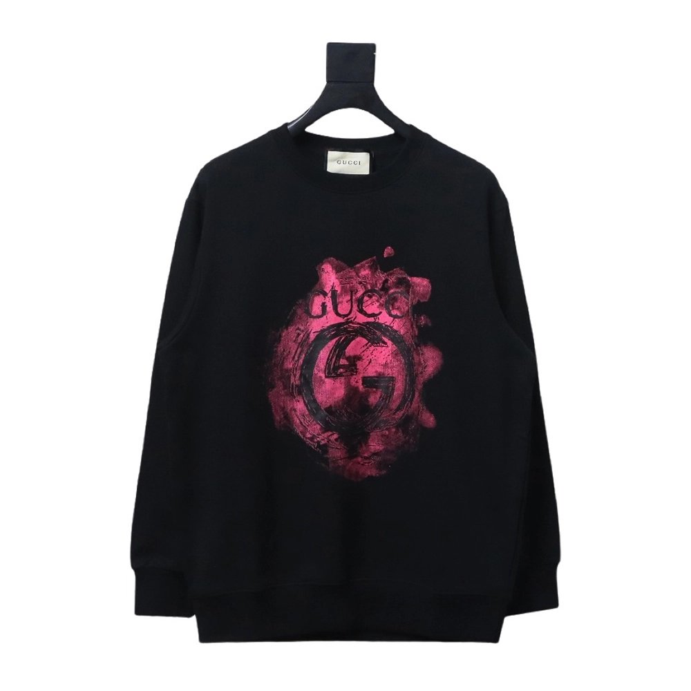 Gucci Ink Splash Double G Crew Neck Sweatshirt,Cheap Replica Reps Gucci