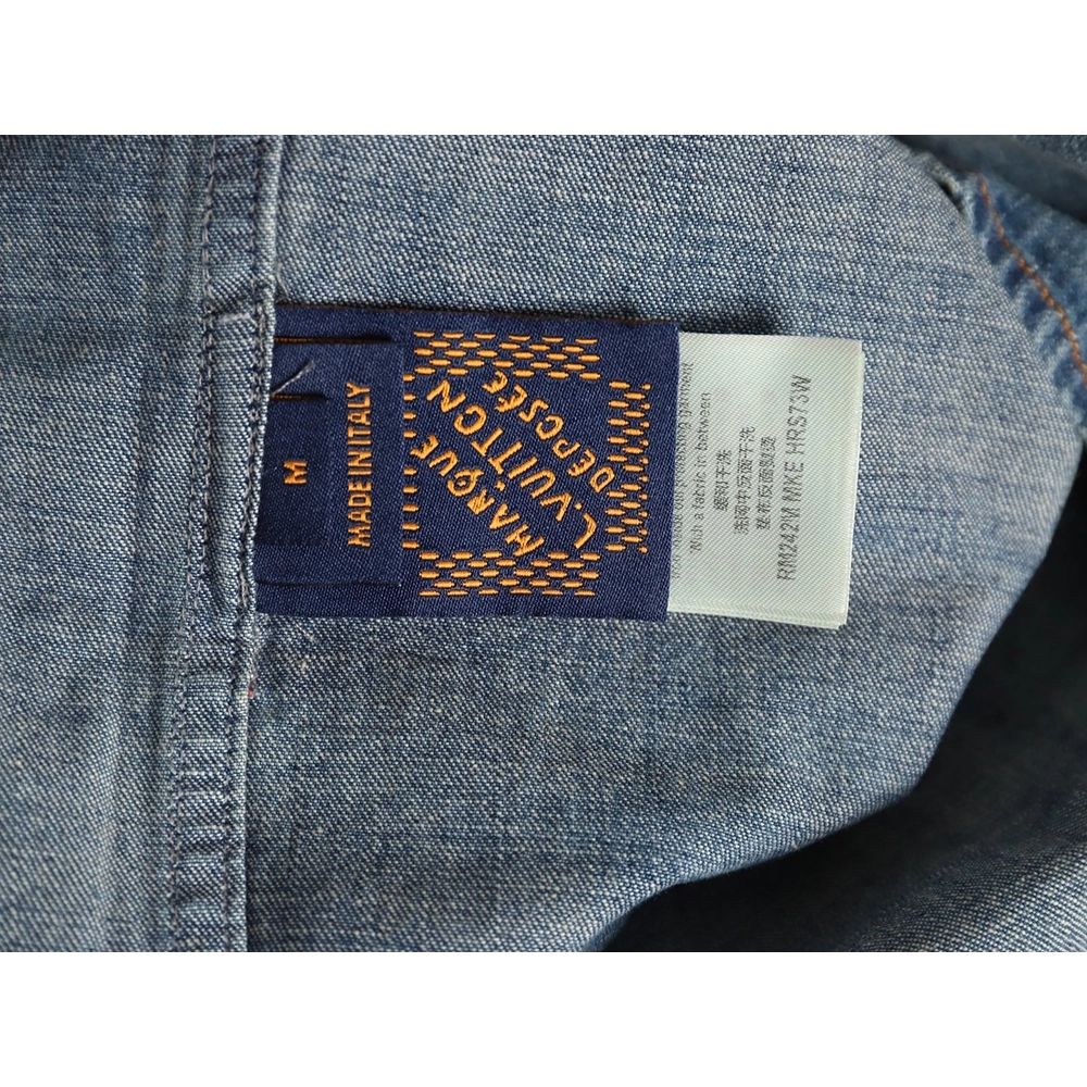 Louis Vuitton Rivet Lettering Denim Shirt Jacket,Cheap Replica Reps Louis Vuitton
