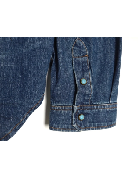 Louis Vuitton Rivet Lettering Denim Shirt Jacket,Cheap Replica Reps Louis Vuitton