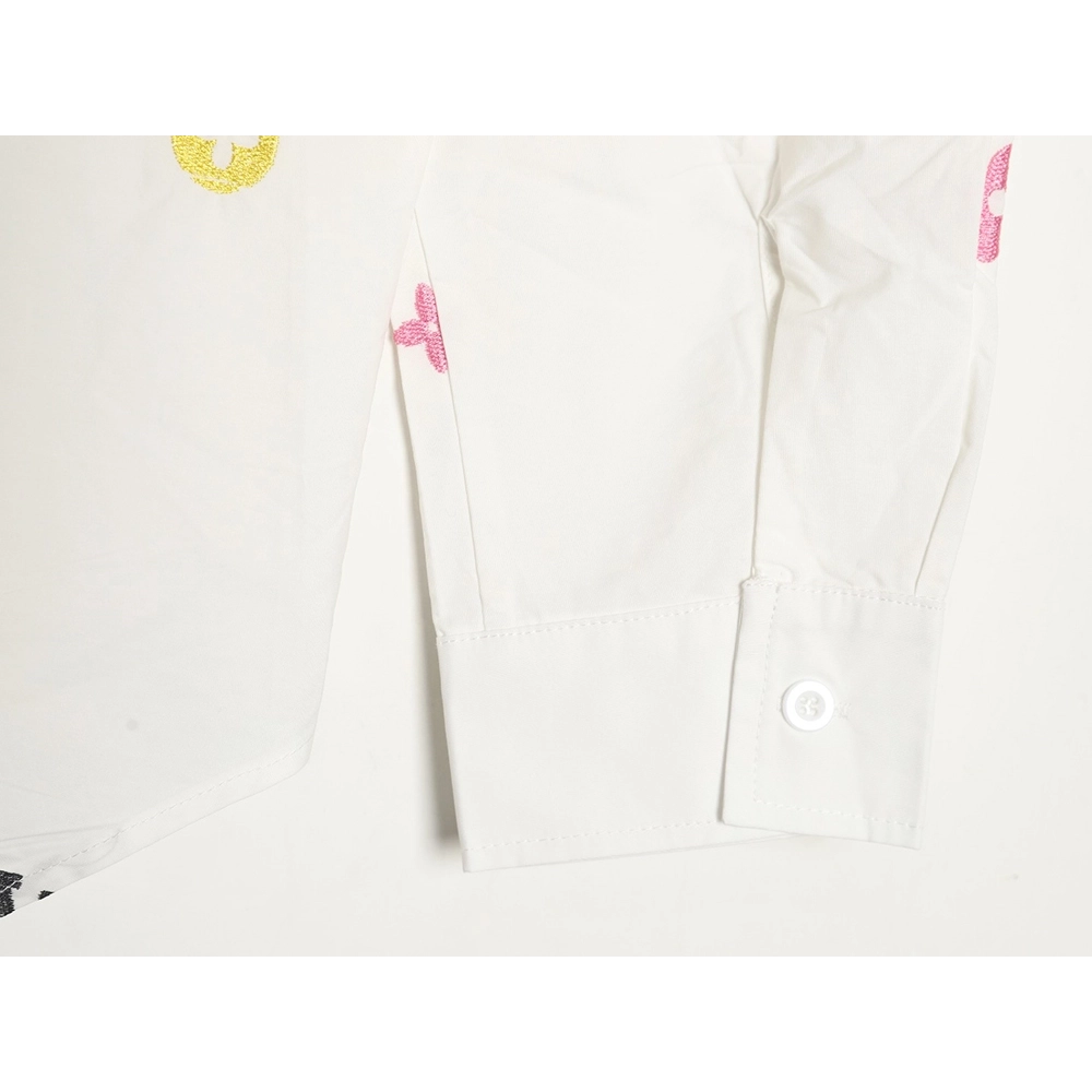 Louis Vuitton Colorful Monogram Embroidered Denim Pocket Shirt,Cheap Replica Reps Louis Vuitton