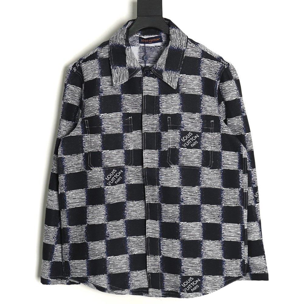 Louis Vuitton Checkerboard Long Sleeve Shirt Jacket,Cheap Replica Reps Louis Vuitton