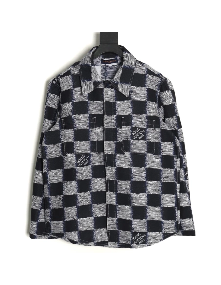 Louis Vuitton Checkerboard Long Sleeve Shirt Jacket,Cheap Replica Reps Louis Vuitton