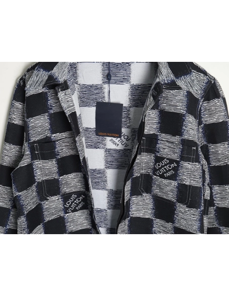 Louis Vuitton Checkerboard Long Sleeve Shirt Jacket,Cheap Replica Reps Louis Vuitton