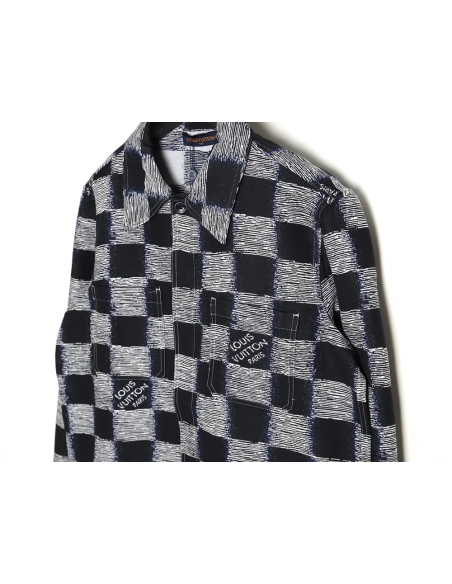 Louis Vuitton Checkerboard Long Sleeve Shirt Jacket,Cheap Replica Reps Louis Vuitton