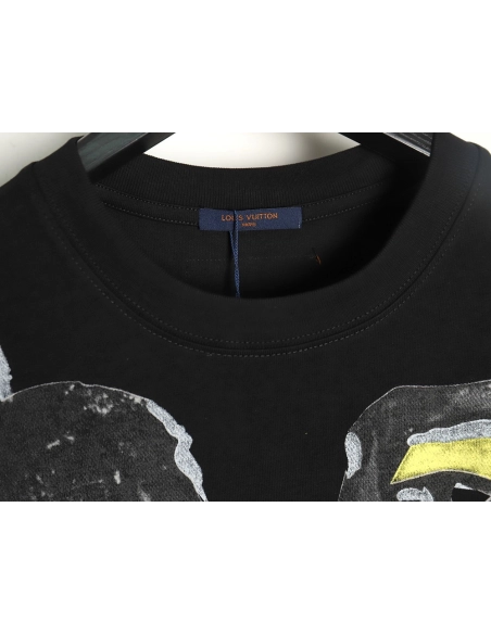 Louis Vuitton face sketch print short sleeves TSK1,Cheap Replica Reps Louis Vuitton
