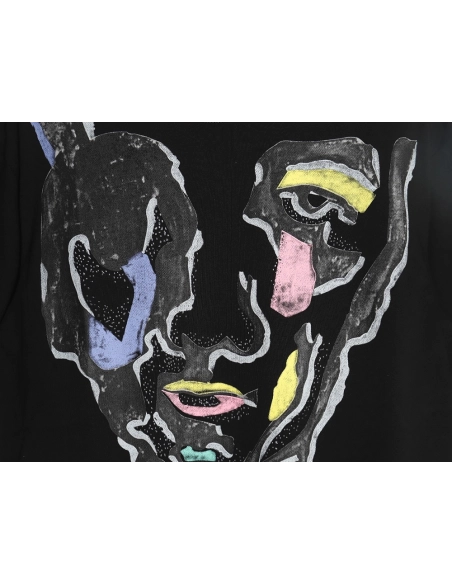 Louis Vuitton face sketch print short sleeves TSK1,Cheap Replica Reps Louis Vuitton