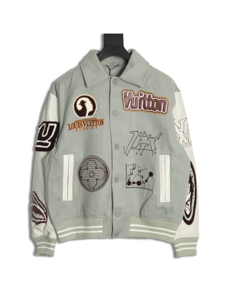 Louis vuitton devils eye geometric heavy embroidery baseball jacket,Cheap Replica Reps Louis Vuitton