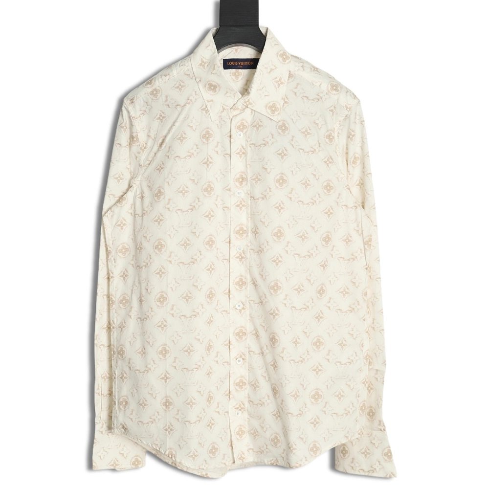 Louis Vuitton Gold Print Shirt SXL,Cheap Replica Reps Louis Vuitton