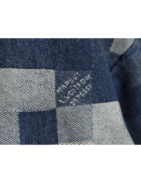 Louis Vuitton Blurred Checkerboard Denim Short Sleeve Jacket SXL,Cheap Replica Reps Louis Vuitton
