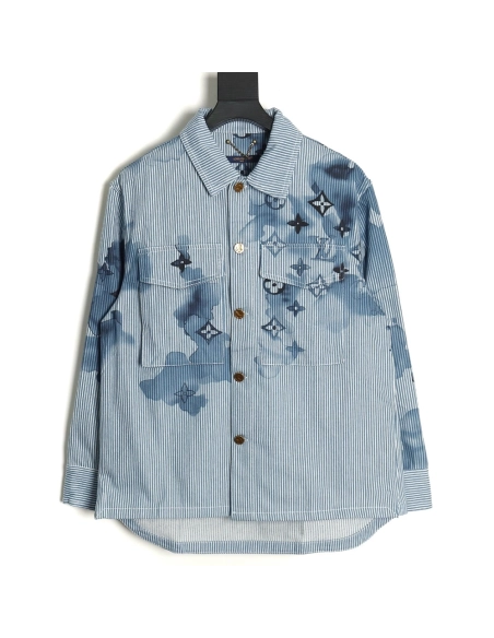 Louis vuitton blue ink monogram denim shirt jacket SXL,Cheap Replica Reps Louis Vuitton