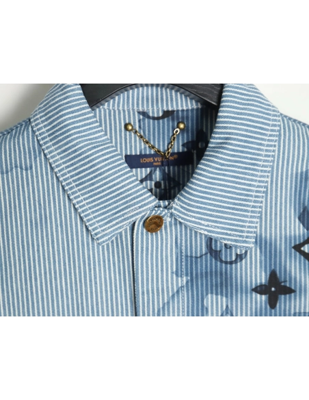 Louis vuitton blue ink monogram denim shirt jacket SXL,Cheap Replica Reps Louis Vuitton