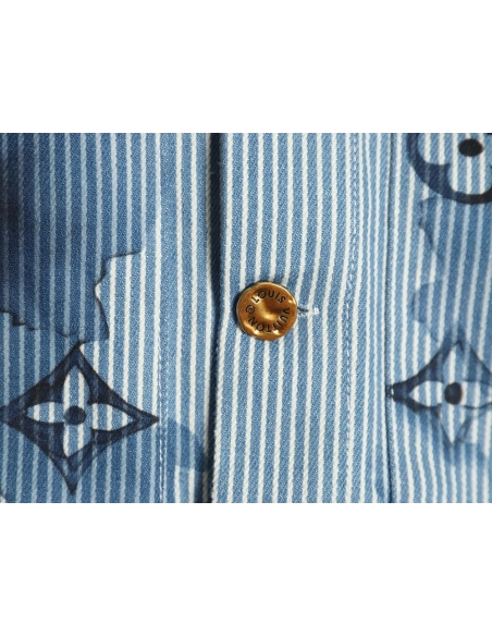 Louis vuitton blue ink monogram denim shirt jacket SXL,Cheap Replica Reps Louis Vuitton